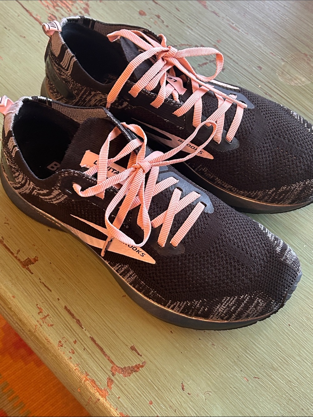 Brooks Black Running Shoes with Pink Laces